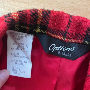 Blazer à carreaux écossais Clueless des années 1980 vintage Melrose Tartan Red L image 6