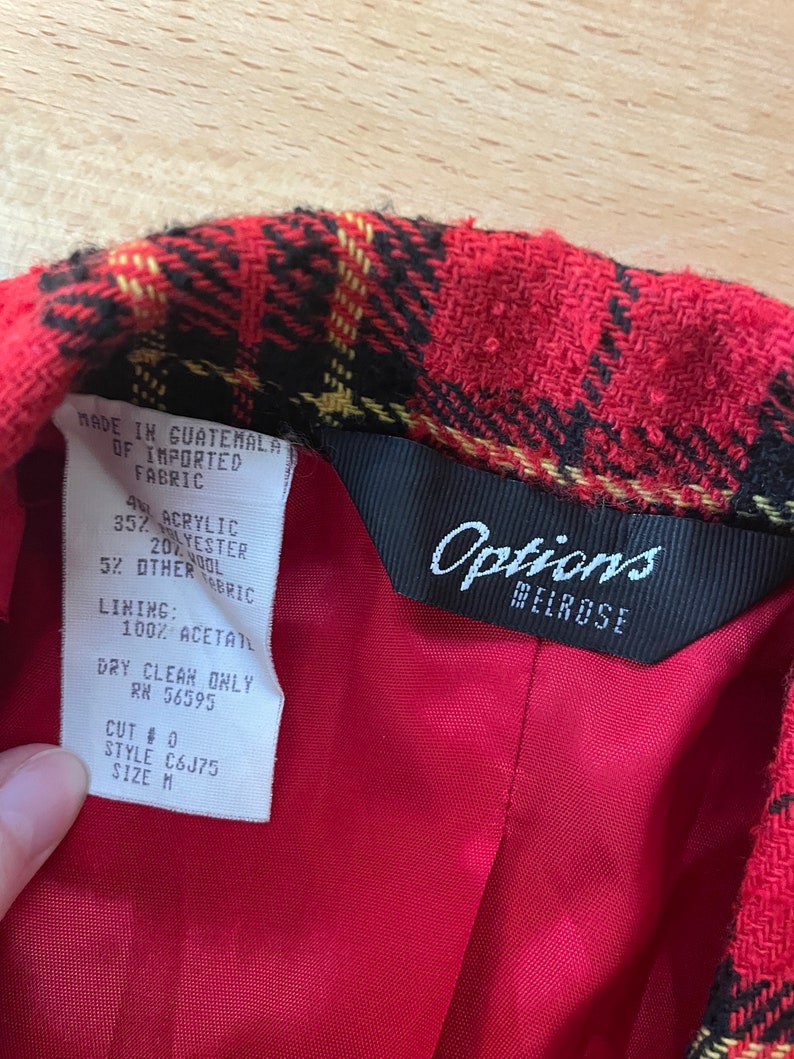 Blazer à carreaux écossais Clueless des années 1980 vintage Melrose Tartan Red L image 6