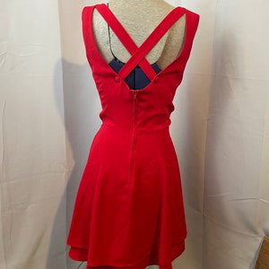 Cherry Red Skater Dress Mini 1990s Vintage Rampage Cross Back S image 5