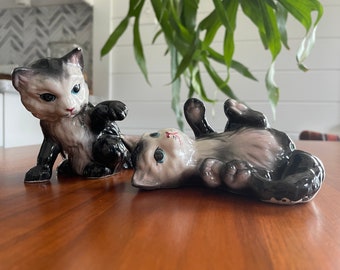 Black Cat Kittens Cats Figurines Brad Keeler Artwares California Art Pottery 1940s 50s