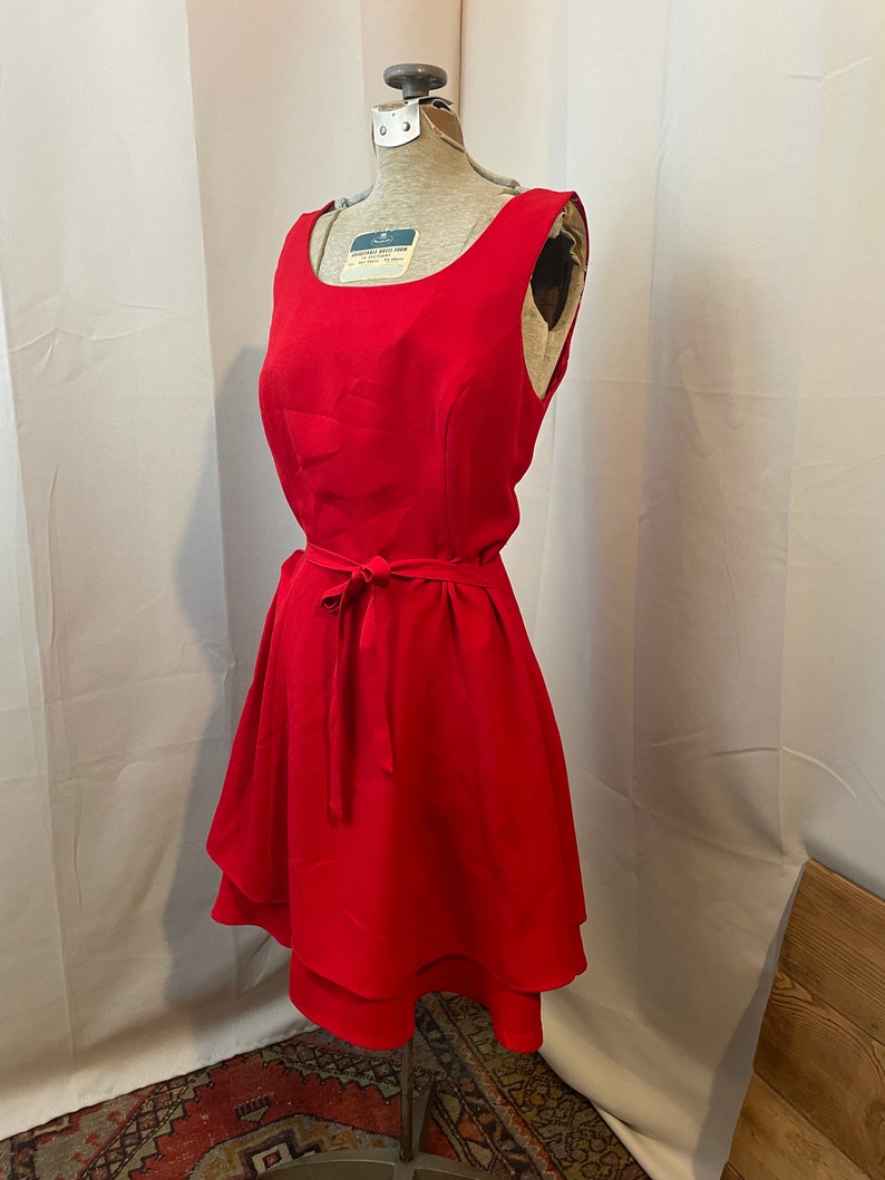 Cherry Red Skater Dress Mini 1990s Vintage Rampage Cross Back S image 7