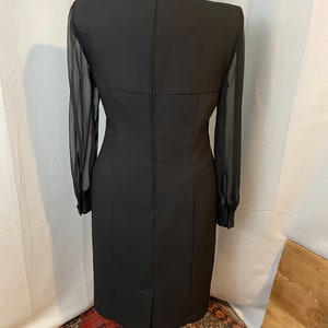 Rhinestone Little Black Dress LBD 80s vintage sheer crepe NYE Party M image 4
