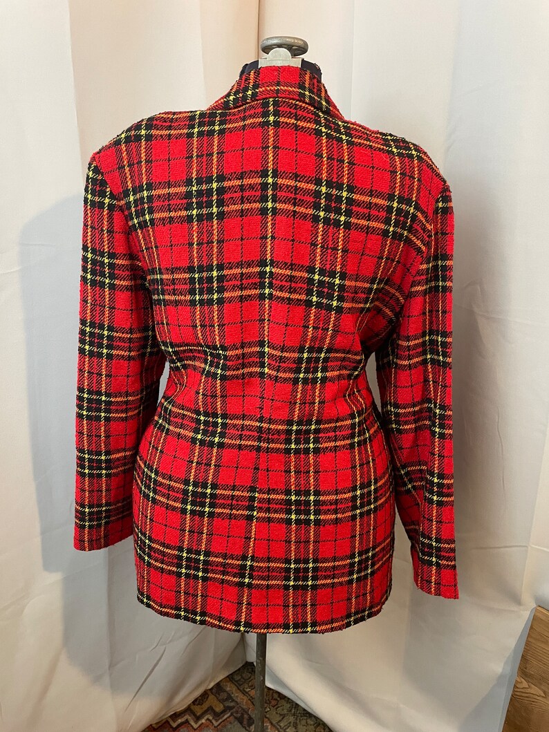 Blazer à carreaux écossais Clueless des années 1980 vintage Melrose Tartan Red L image 5