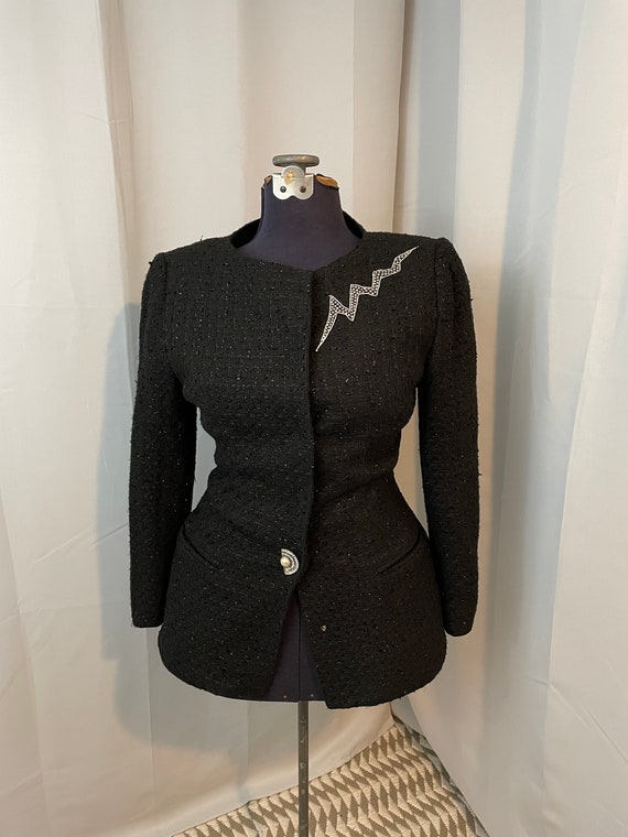 1980s Lightening Bolt Blazer boucle suit jacket B… - image 2