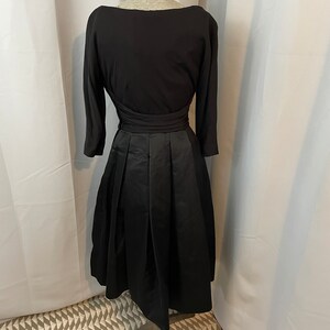 1950s Party Dress little black cupcake chiffon & Taffeta big buttons XS image 3