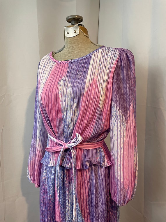 1980s Vintage Kidcore Dopamine Dress Pink Purple … - image 3