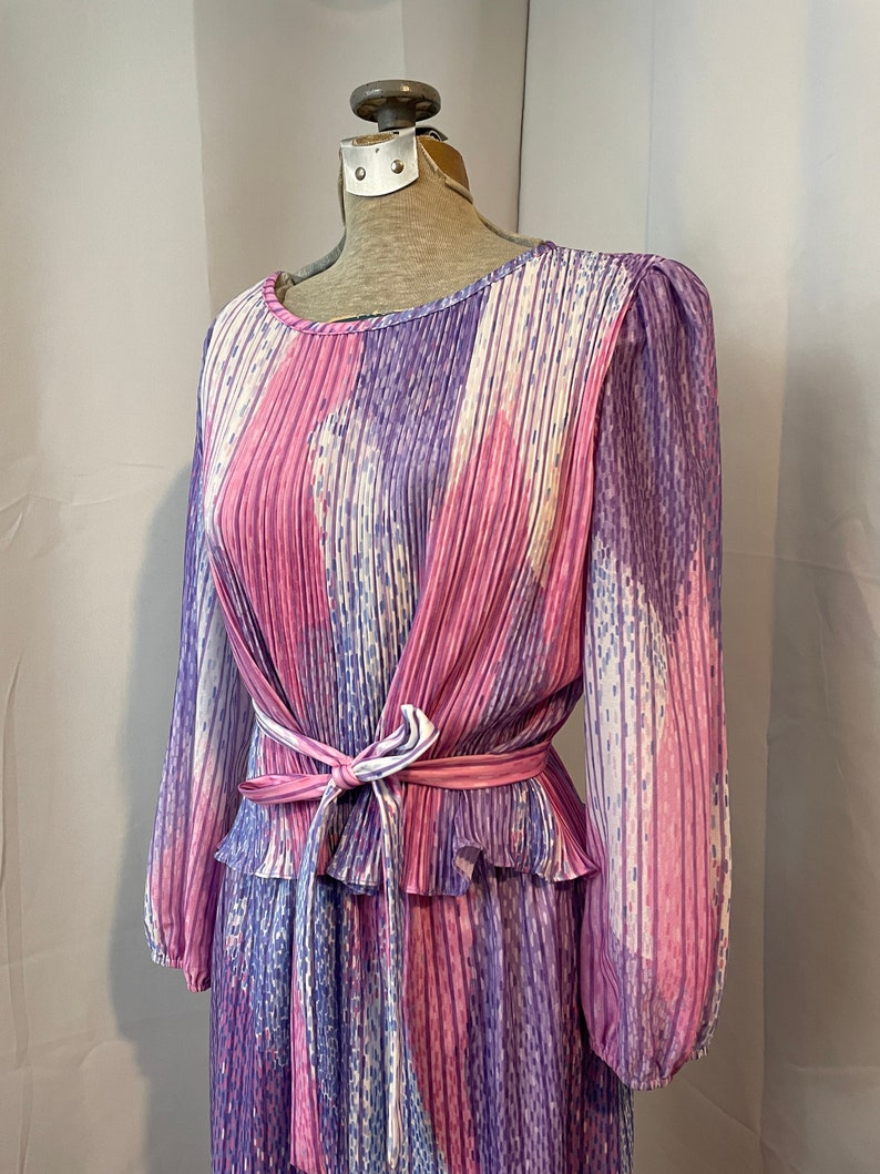 1980s Vintage Kidcore Dopamine Dress Pink Purple Candy Swirl M image 3