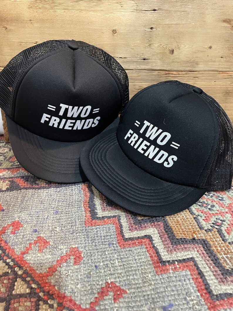 Two Friends Trucker Hat Hats Best Buds Gift Set of 2 80s vintage black white image 1