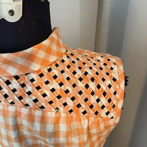 1960s Vintage Gingham Peach a line day dress Woven Tammy Andrews pussy bow L image 4