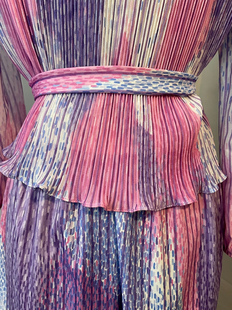 1980s Vintage Kidcore Dopamine Dress Pink Purple Candy Swirl M image 5