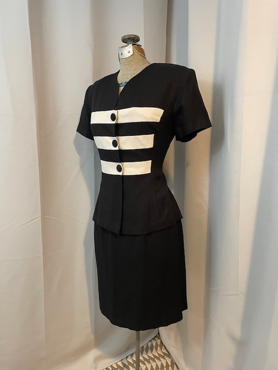 Film Noir Dress Black and White 1940s Style Femme Fatale Etsy