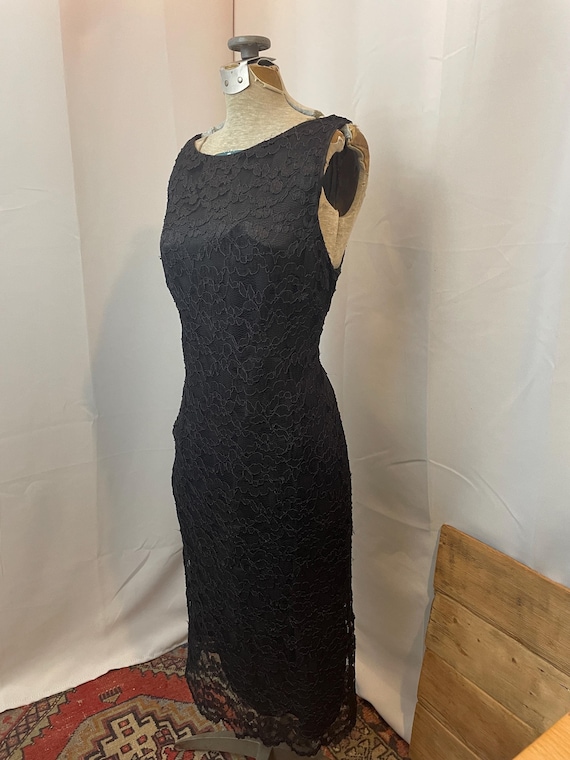 black lace boat neck dress Max Studio Boatneck Lace Midi Dress Xs