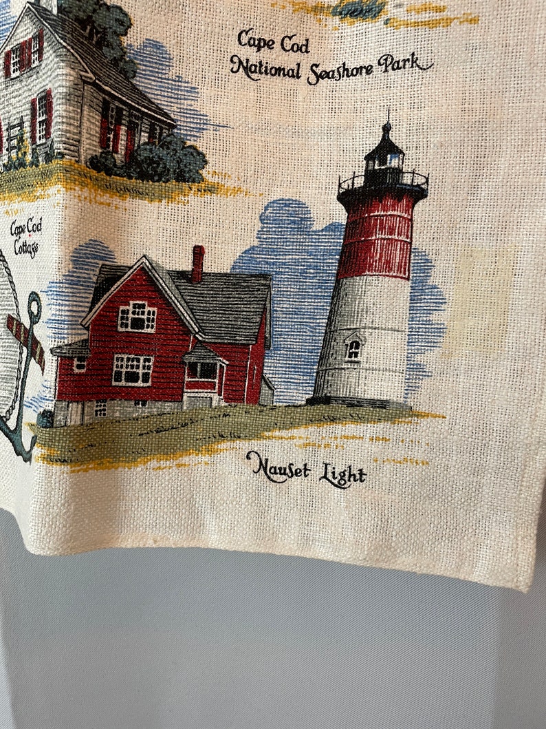 Cape Cod Souvenir Tea Dish Towel Linen Wall hanging 1960s vintage road trip image 3