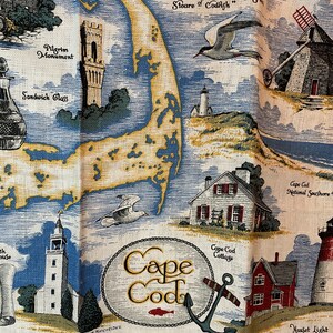 Cape Cod Souvenir Tea Dish Towel Linen Wall hanging 1960s vintage road trip image 2