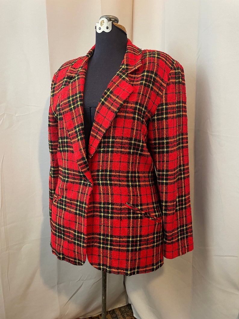 Blazer à carreaux écossais Clueless des années 1980 vintage Melrose Tartan Red L image 1