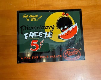 1920's Hendlers Ice Cream Reproduction Black Americana Advertisement tin sign