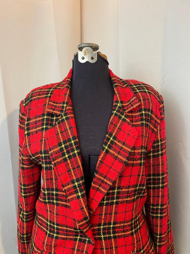 Blazer à carreaux écossais Clueless des années 1980 vintage Melrose Tartan Red L image 4