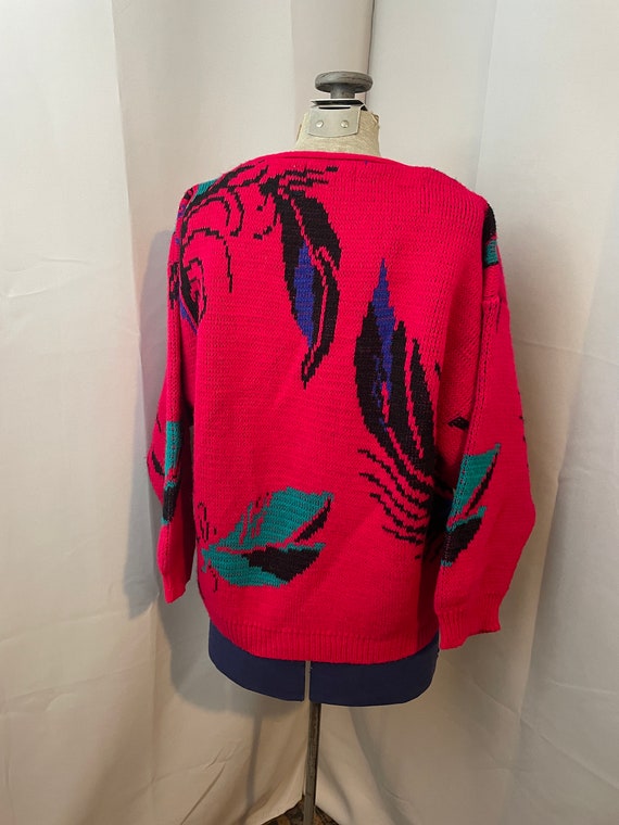 80s Sweater Graphic KidCore Bat Wing hot pink M L - image 5