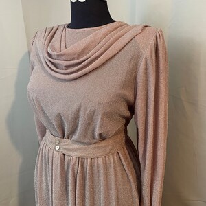 Space Age Dress Metallic Silver Lurex Pink 1970s Vintage Cape L image 2