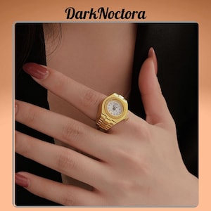 Gold Uhr Ring für Frauen und Männer, einstellbare Mode Quarz Uhr Ring, einzigartige Retro Statement Schmuck Geschenk