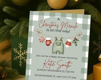 Christmas Miracle Baby Shower Invitation Boy | Winter Holiday Invite (Printable)