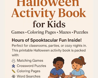 Spooktacular Halloween Activity Book | Kids Word Searches, Crosswords & Coloring Pages | Fun Printable Games