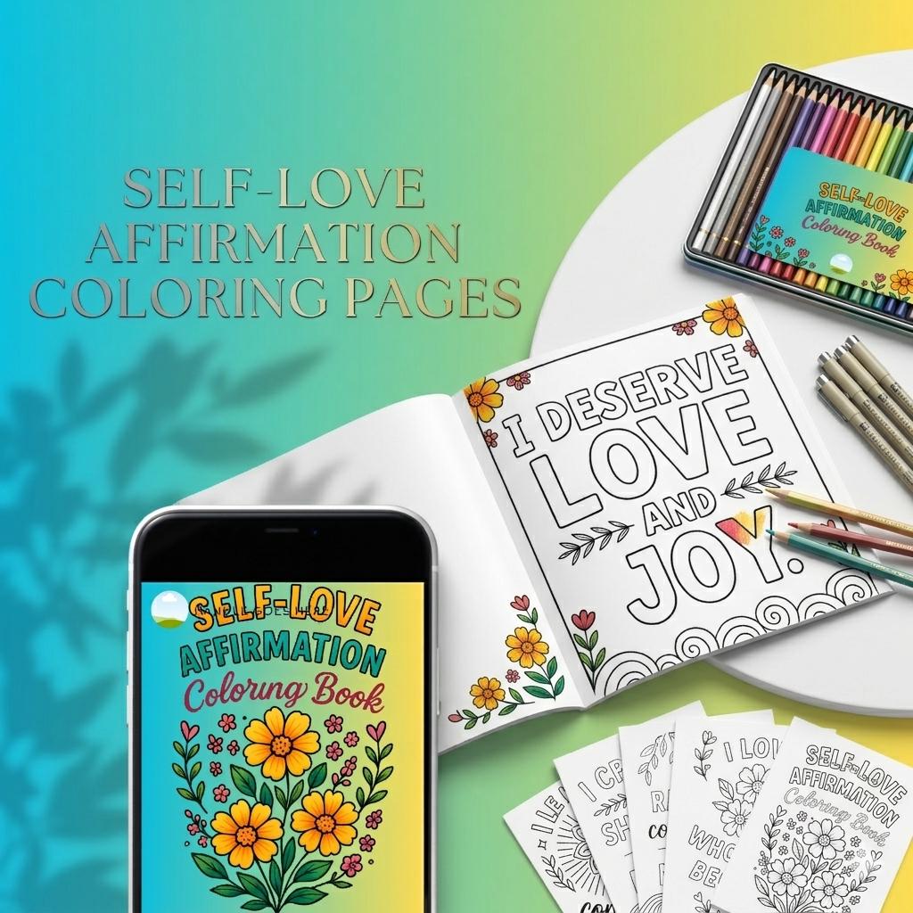 Self Love Affirmation Coloring Pages | Positive Mental Health Coloring ...