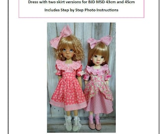 Pattern MSD20 Dress With 2 Skirt Versions for BJD MSD 43cm and 45cm