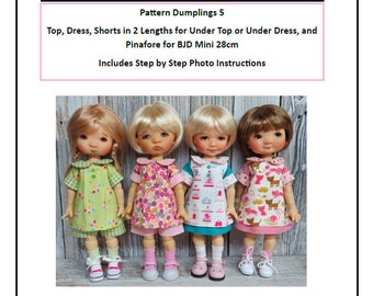 Pattern Dumplings 5 - Dress, Top, Shorts, Pinafore for BJD Mini 28cm