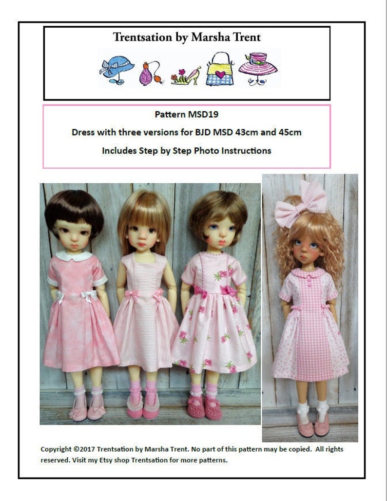 Pattern MSD19 Dress With 3 Versions for BJD MSD 43cm and 45cm - Etsy