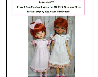 Pattern MSD7 Dress and Pinafore for BJD MSD Fit to Kaye Wiggs MSD 43cm and 45cm