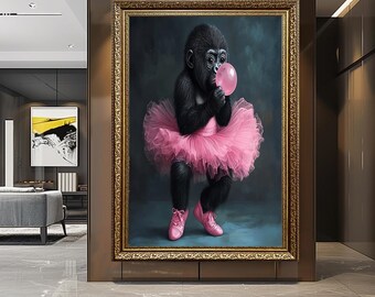 絵画　キャンバスプリント　ゴリラ　女の子　花 il_340x270.7022389567_n6e6.jpg