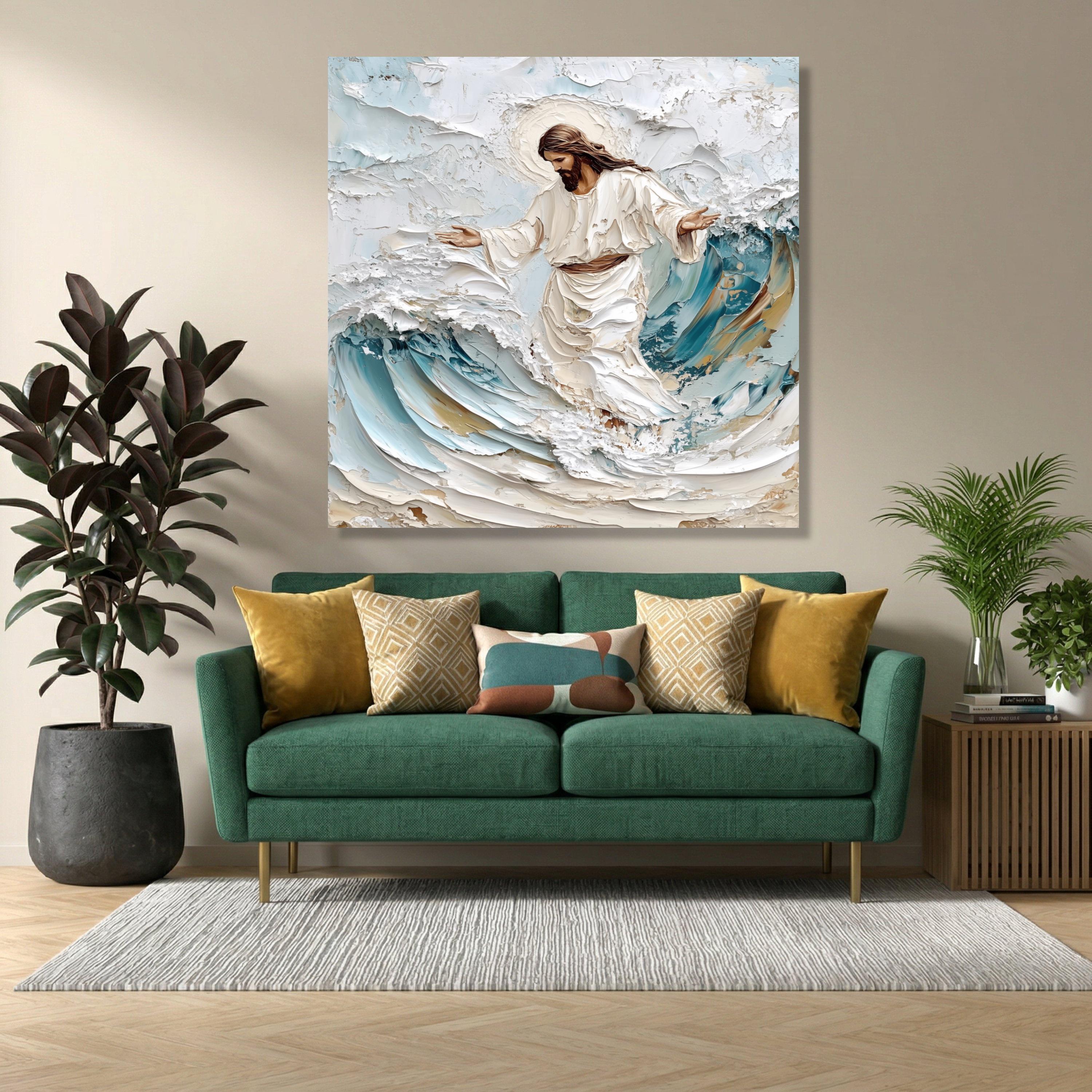 Jesus Walking on Water Canvas Wall Art, Religious Christian Print ...