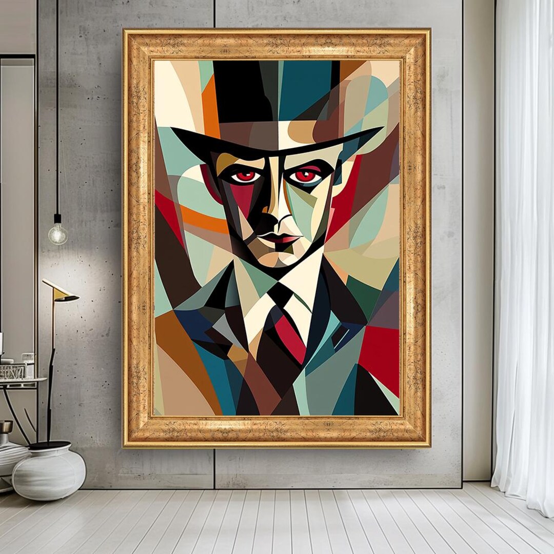 Abstract Man Portrait Canvas: Color Block Cubist Style Wall Art - Etsy