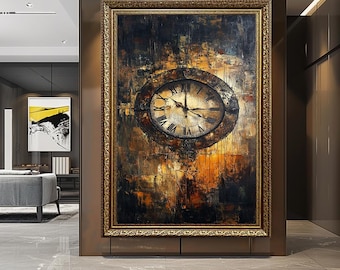 Vintage römische Ziffer Uhr Leinwandkunst: Rustikales Steampunk-Dekor