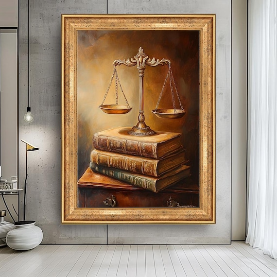 Justice Scales Canvas Print: Classic Law Office Wall Art