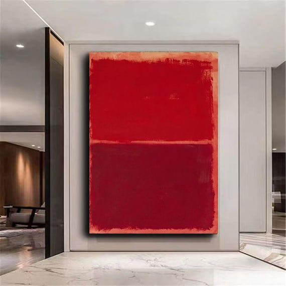 Rothko Style Red Abstract Canvas Art – Minimalist Color Field Painting – Bold Modern Wall Decor for Living Room, Office or Gallery