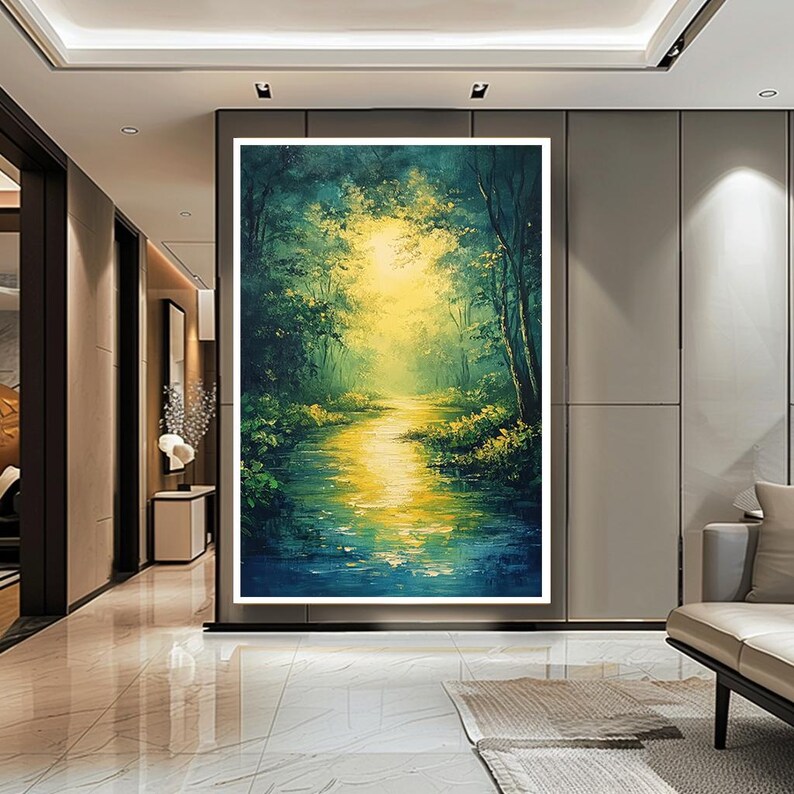 Peaceful Forest River Canvas Wall Art – Serene Nature Landscape Print ...