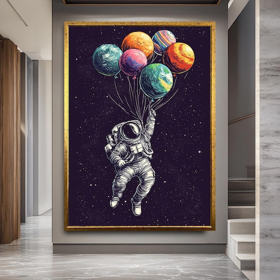 Astronaut Canvas Print: Whimsical Galaxy Space Art