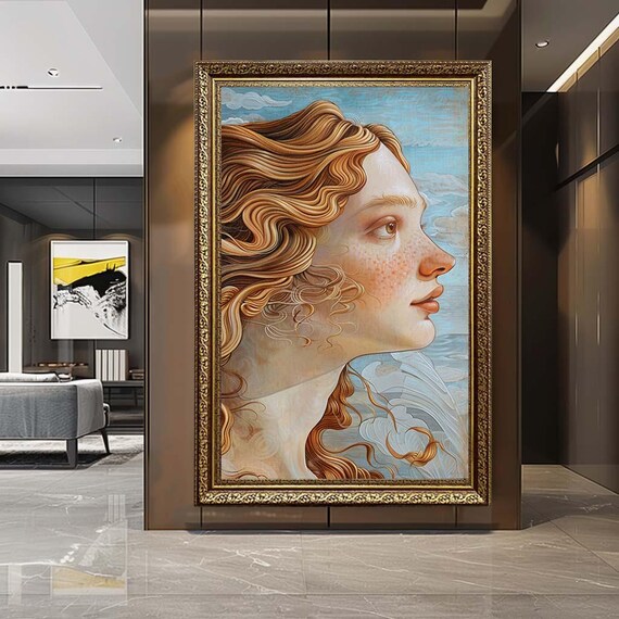 Renaissance Style Woman Portrait Canvas Wall Art – Elegant Classical Female Print – Vintage Inspired Artwork for Sophisticated Home Decor