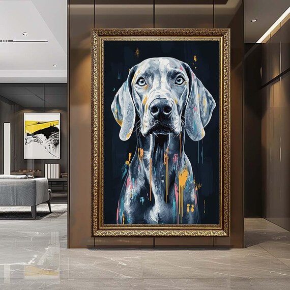 Colorful Great Dane Dog Canvas Wall Art – Modern Abstract Pet Portrait Print – Stylish Animal Artwork for Contemporary Home Decor