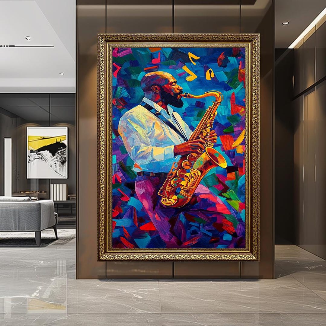 Abstract Jazz Saxophone Canvas Print: Vibrant Musician Wall Art - Etsy
