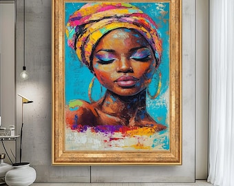 Retrato étnico de una mujer africana con turbante