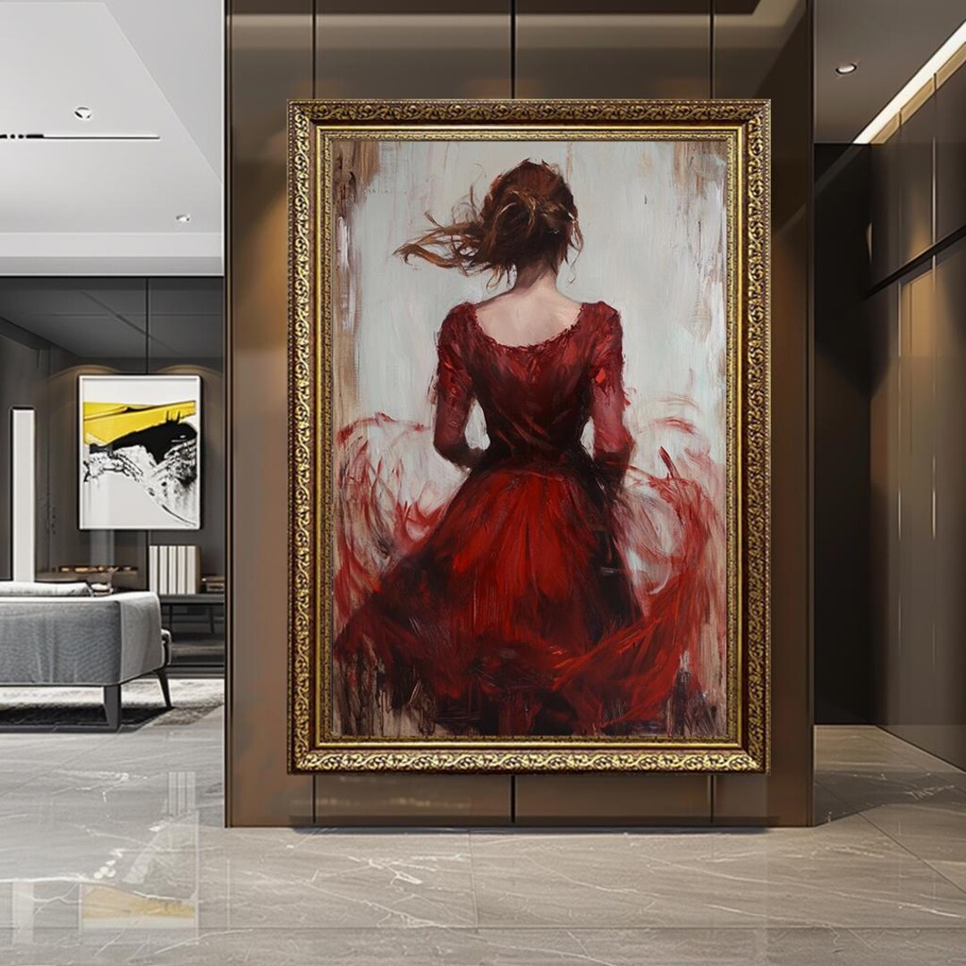 Red Dress Woman Canvas Art: Romantic Expressionist Print - Etsy Red Dress Woman Canvas Art: Romantic Expressionist Print - Etsy