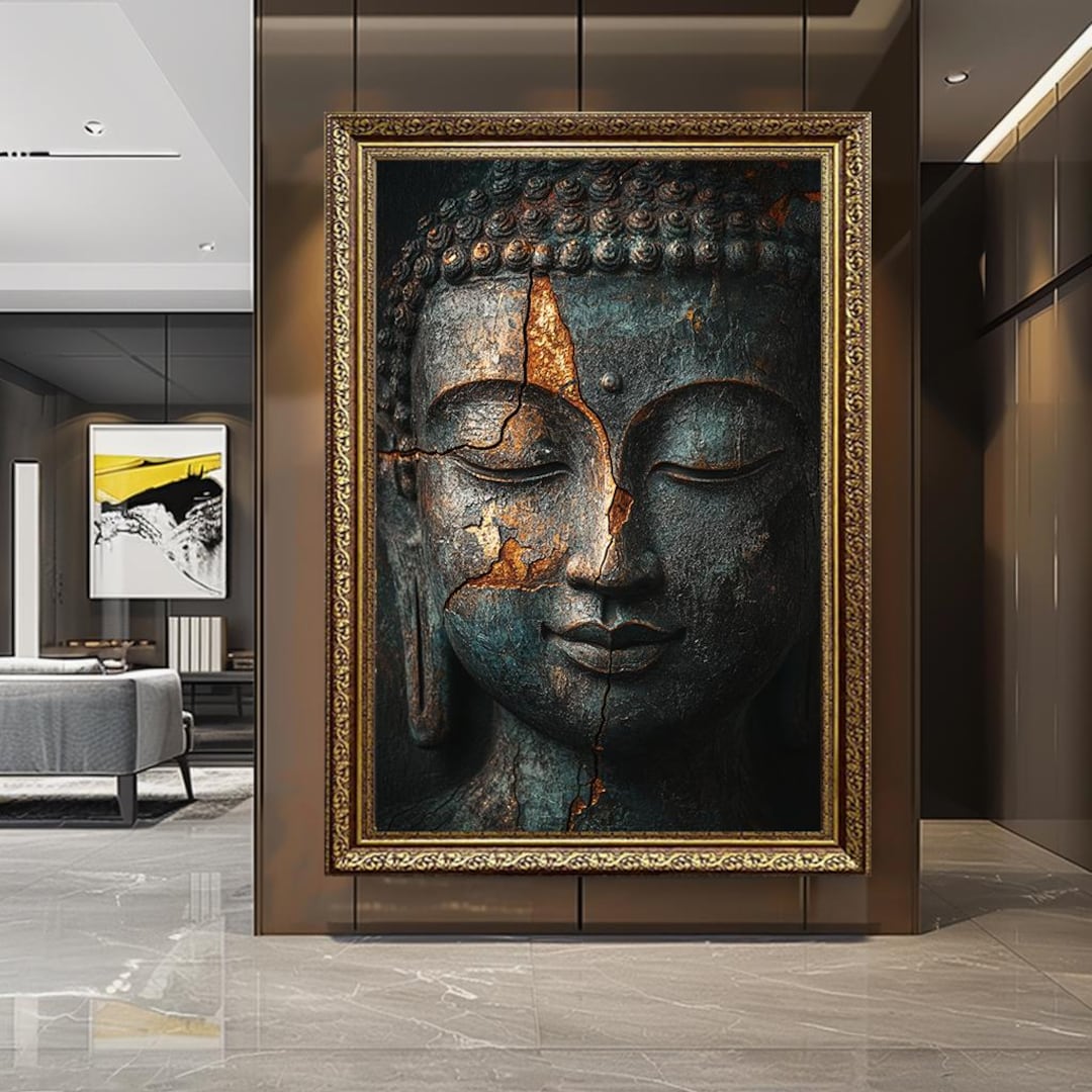 Cracked Buddha Face Canvas Art: Zen Wabi Sabi Meditation Print - Etsy
