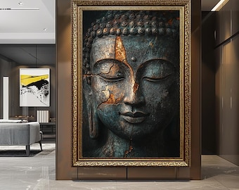 Cracked Buddha Face Canvas Art: Zen Wabi Sabi Meditation Print - Etsy