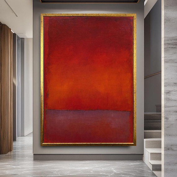Mark Rothko Style Abstract Print Large Red Orange Modern Wall Art Deep Emotional Color Field Canvas Print for Living Room