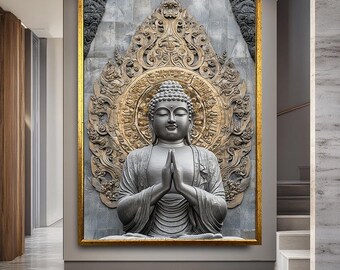Golden Mandala Buddha Canvas Print: Zen Spiritual Wall Art - Etsy