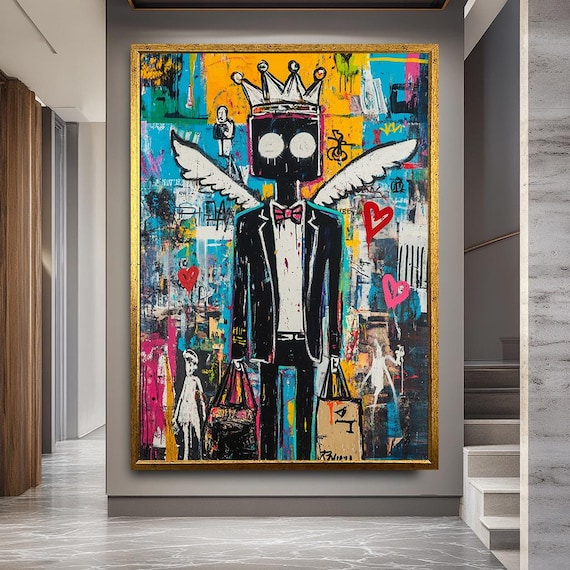 Colorful Street Art Canvas Print, Urban Graffiti Style Pop Art, Abstract Modern Wall Decor for Living Room or Office