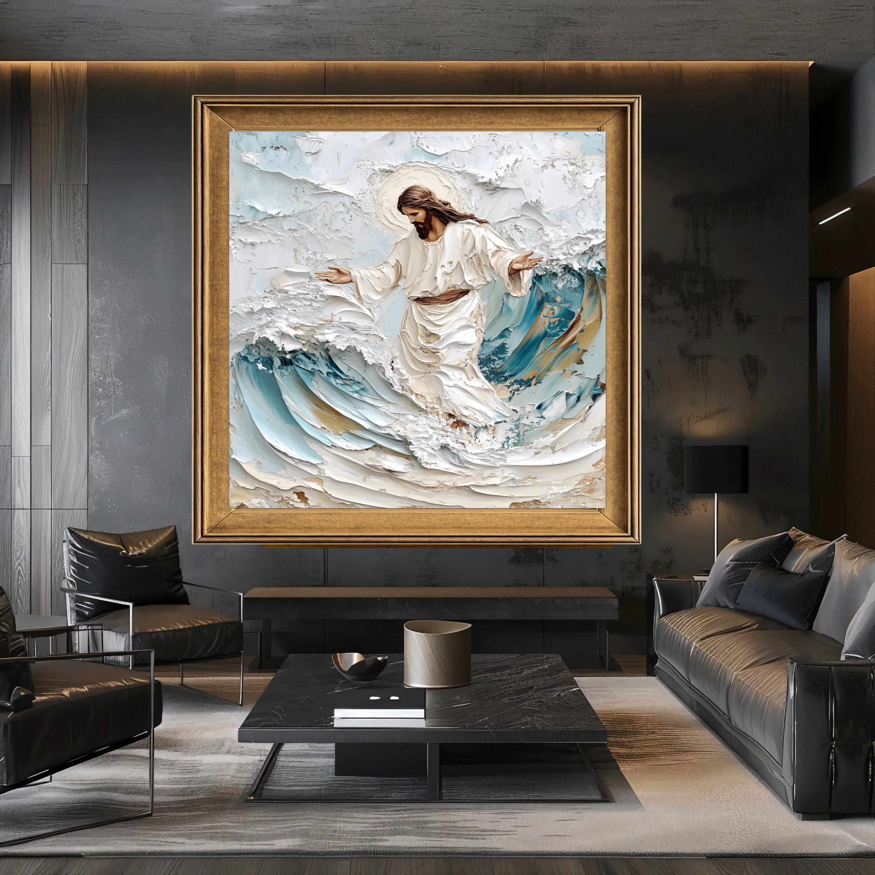 Jesus Walking on Water Canvas Wall Art, Religious Christian Print ...